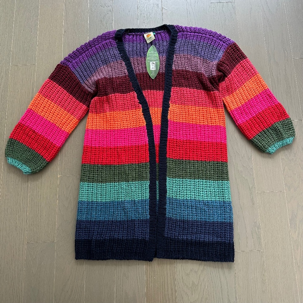 Farm Rio Rainbow Stripes Stripe Midi Cardigan - SMALL - With tags